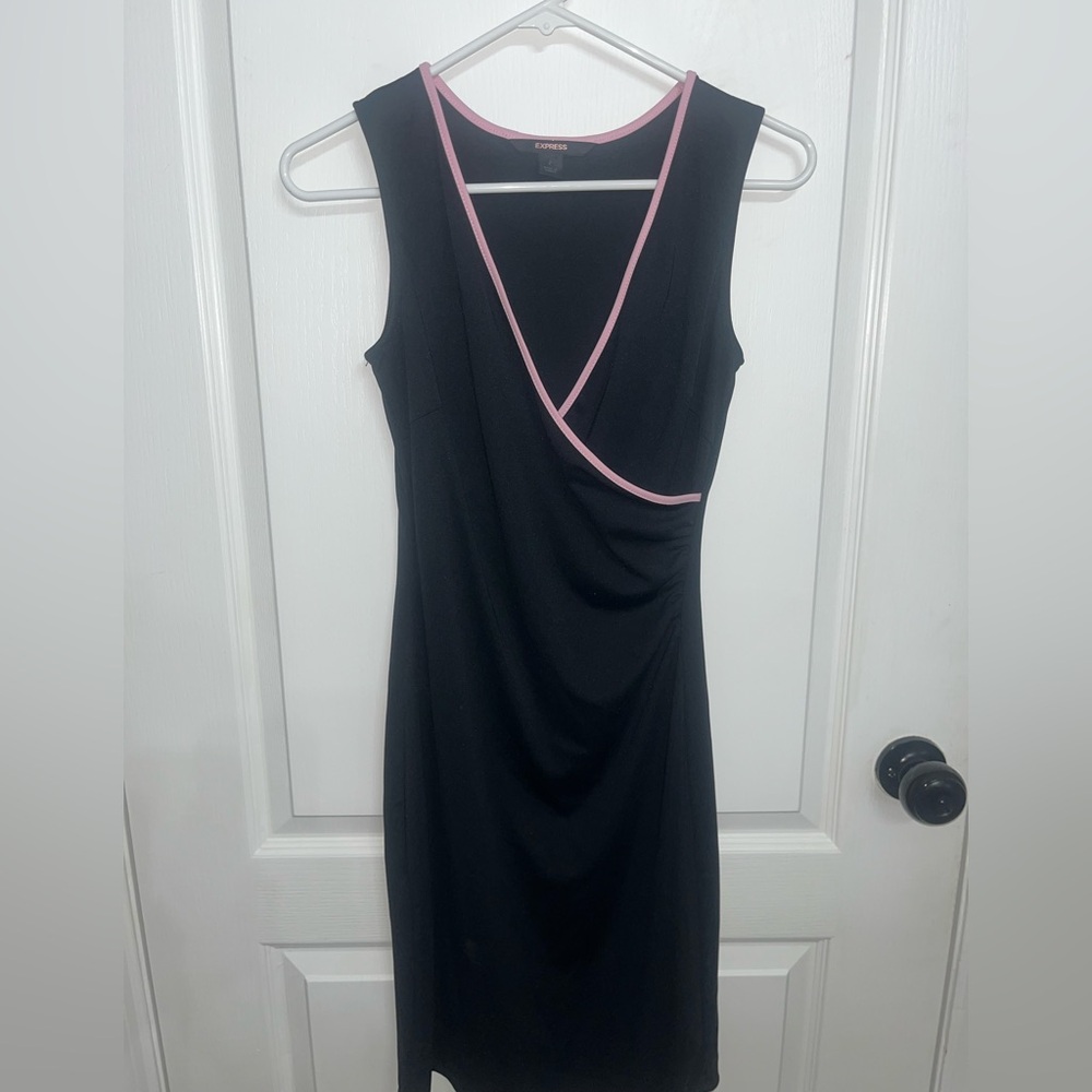 Express Black Dress with Pink Accent